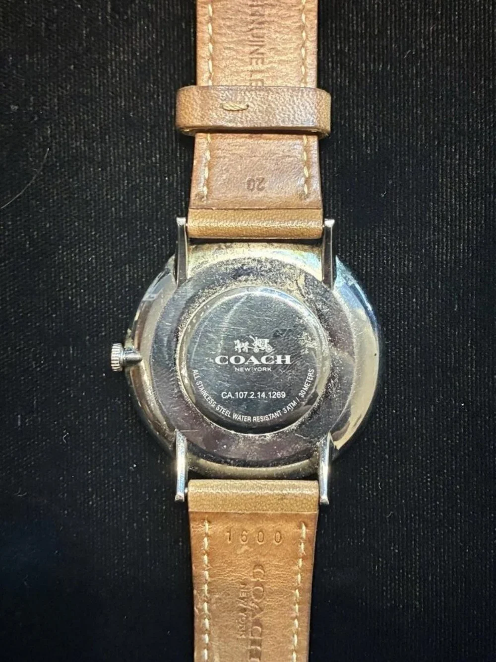 Coach Men's Analog Quartz Watch CA.107.2.14.1269 Brown Leather Strap Working